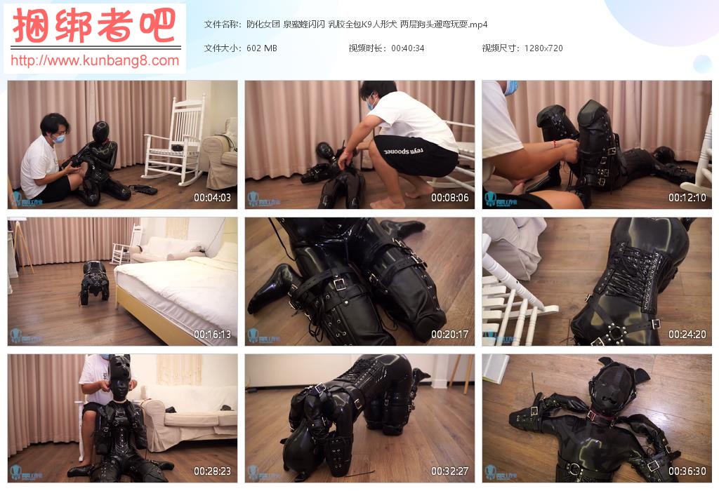 防化女团 泉蜜蜂闪闪 乳胶全包K9人形犬 两层狗头遛弯玩耍【601MB】